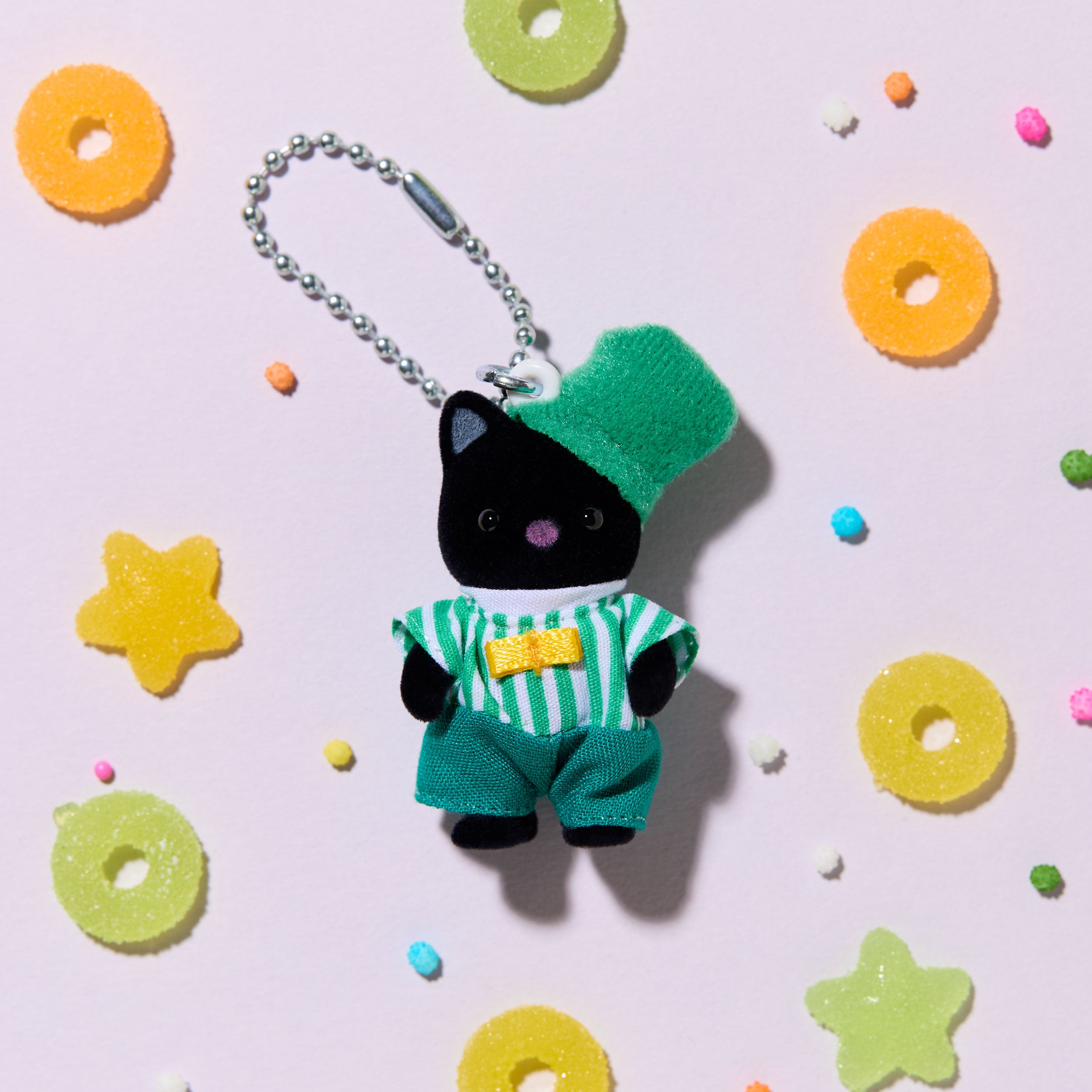 Emerald Green Tuxedo Cat Baby Key Chain