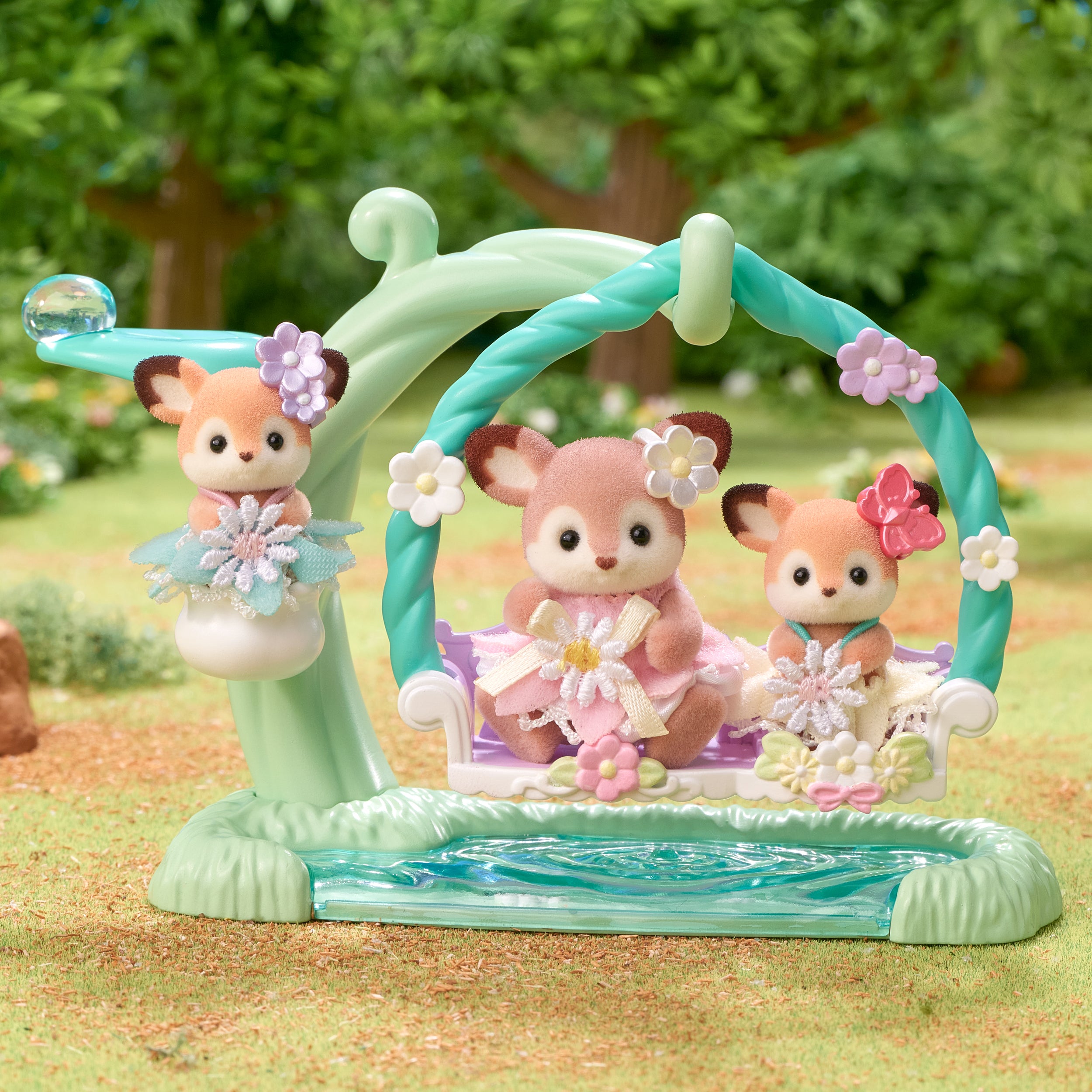 Deer Babies -Floral Swing Set-