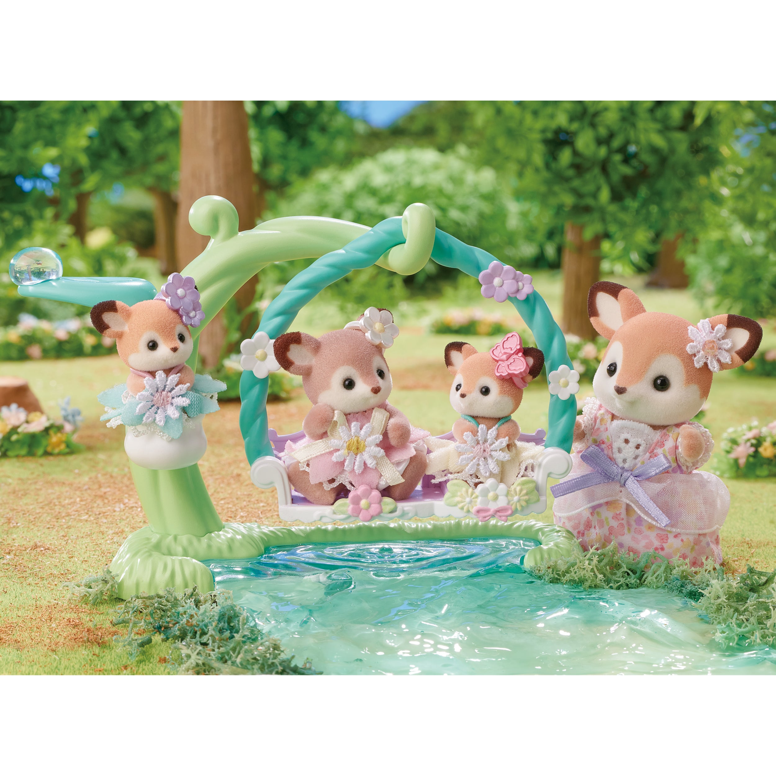 Deer Babies -Floral Swing Set-