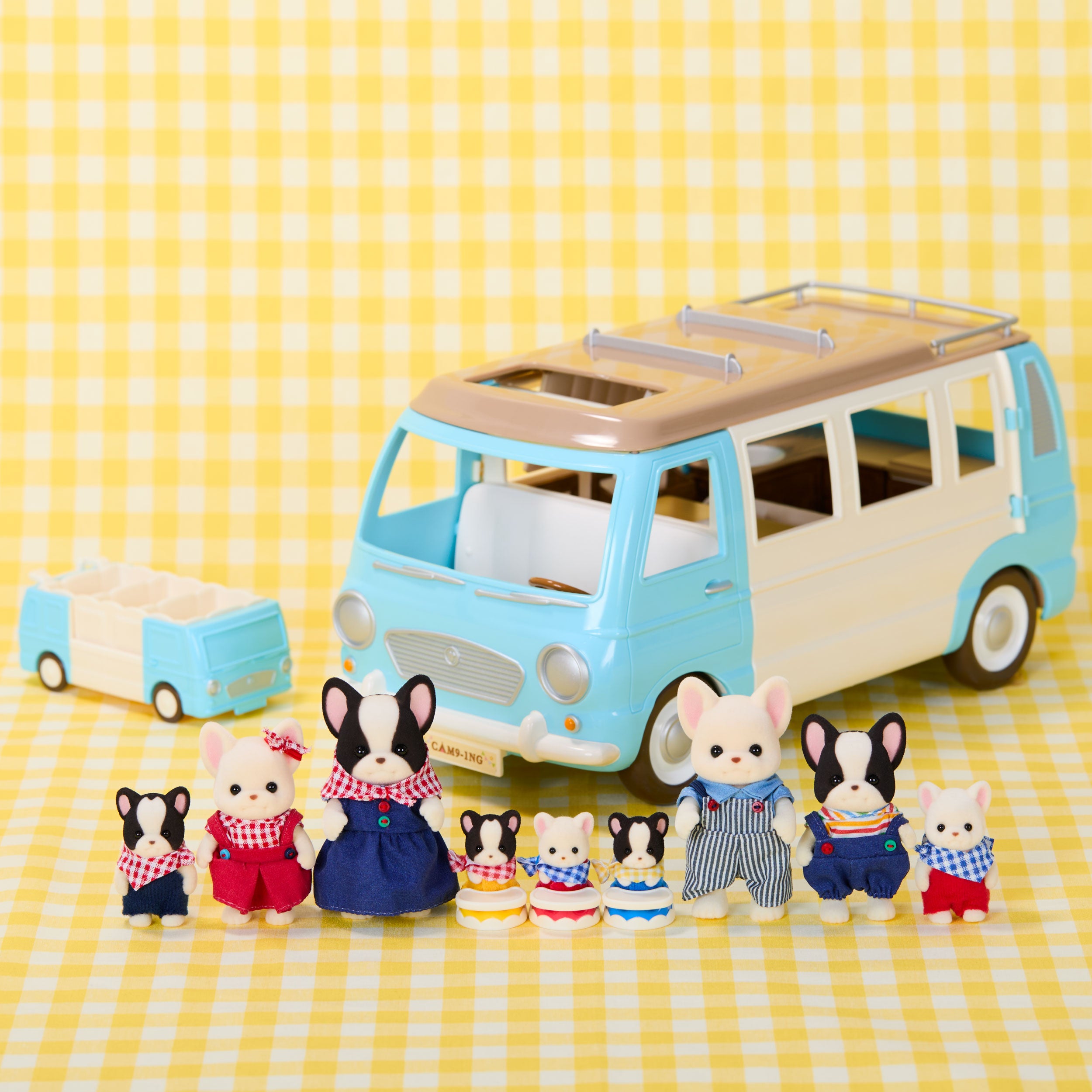 French Bulldog Triplets Camping Style Stroller