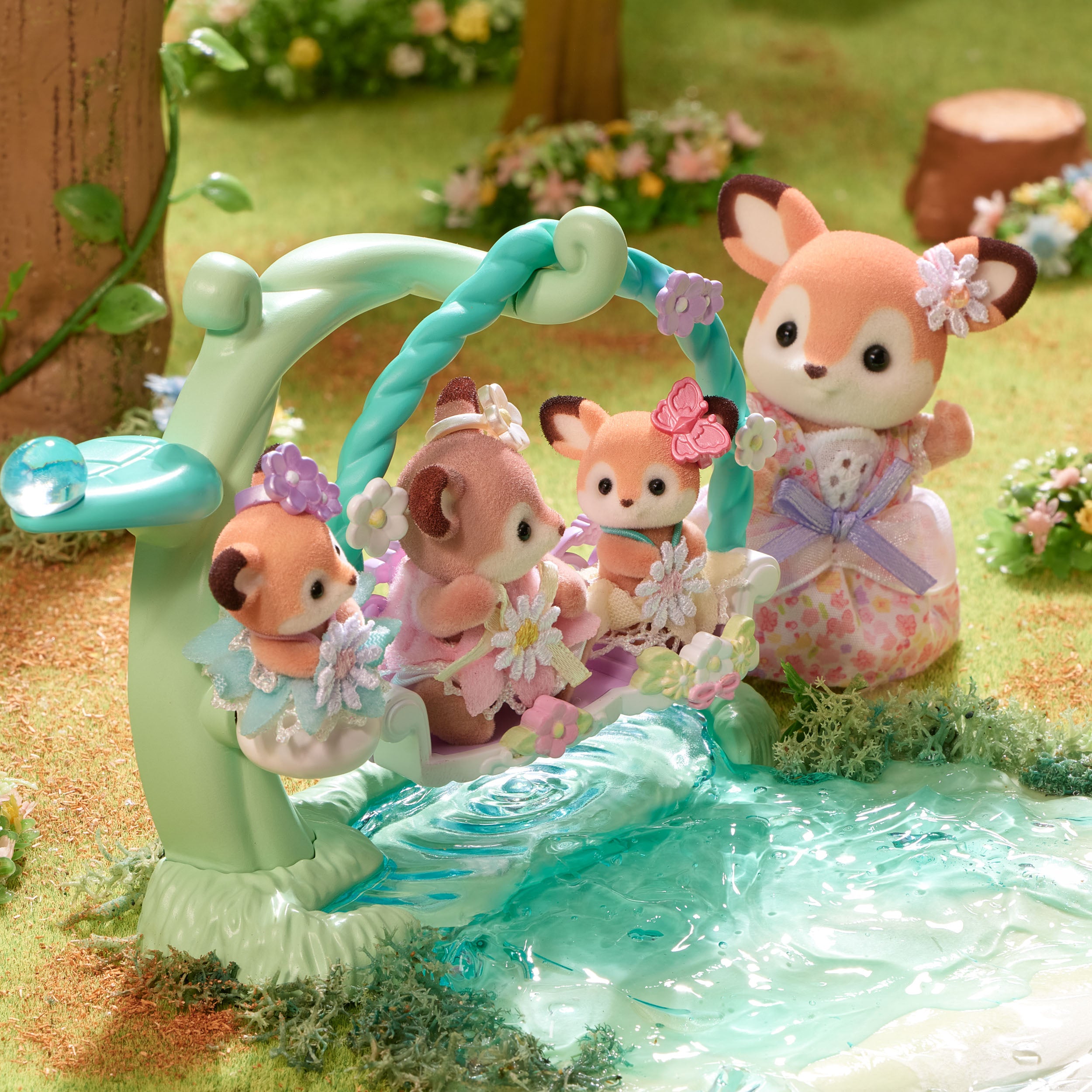 Deer Babies -Floral Swing Set-