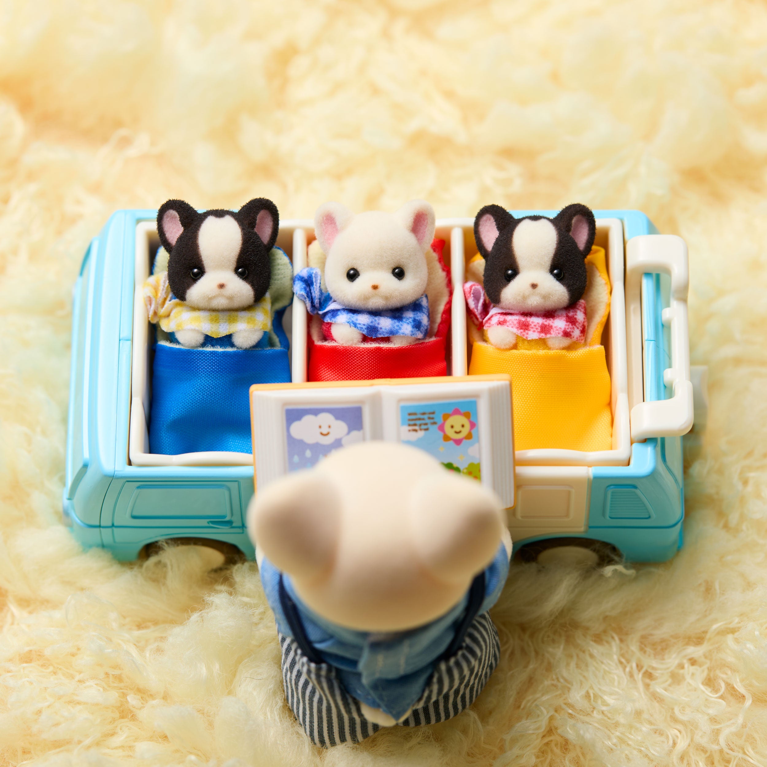 French Bulldog Triplets Camping Style Stroller