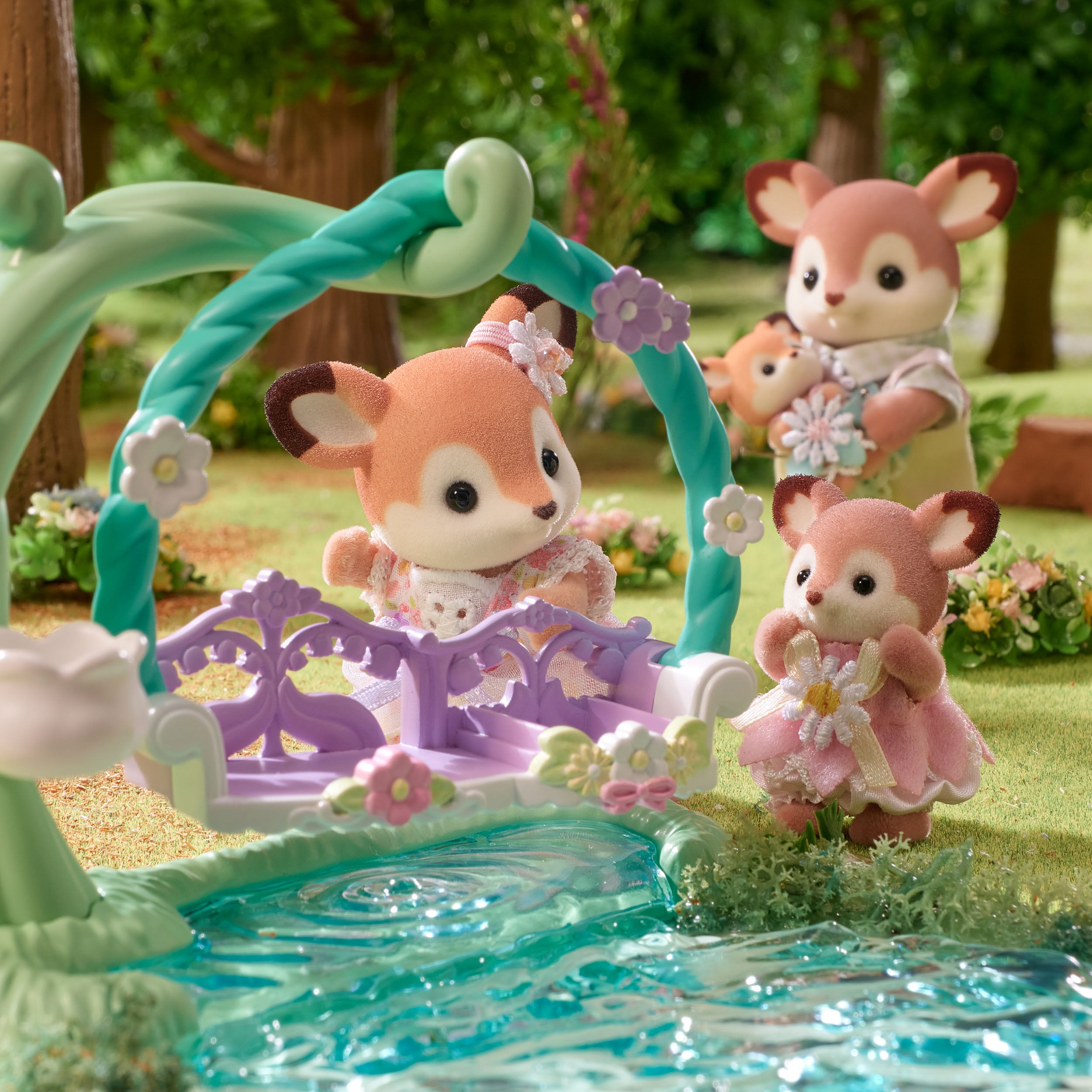 Deer Babies -Floral Swing Set-
