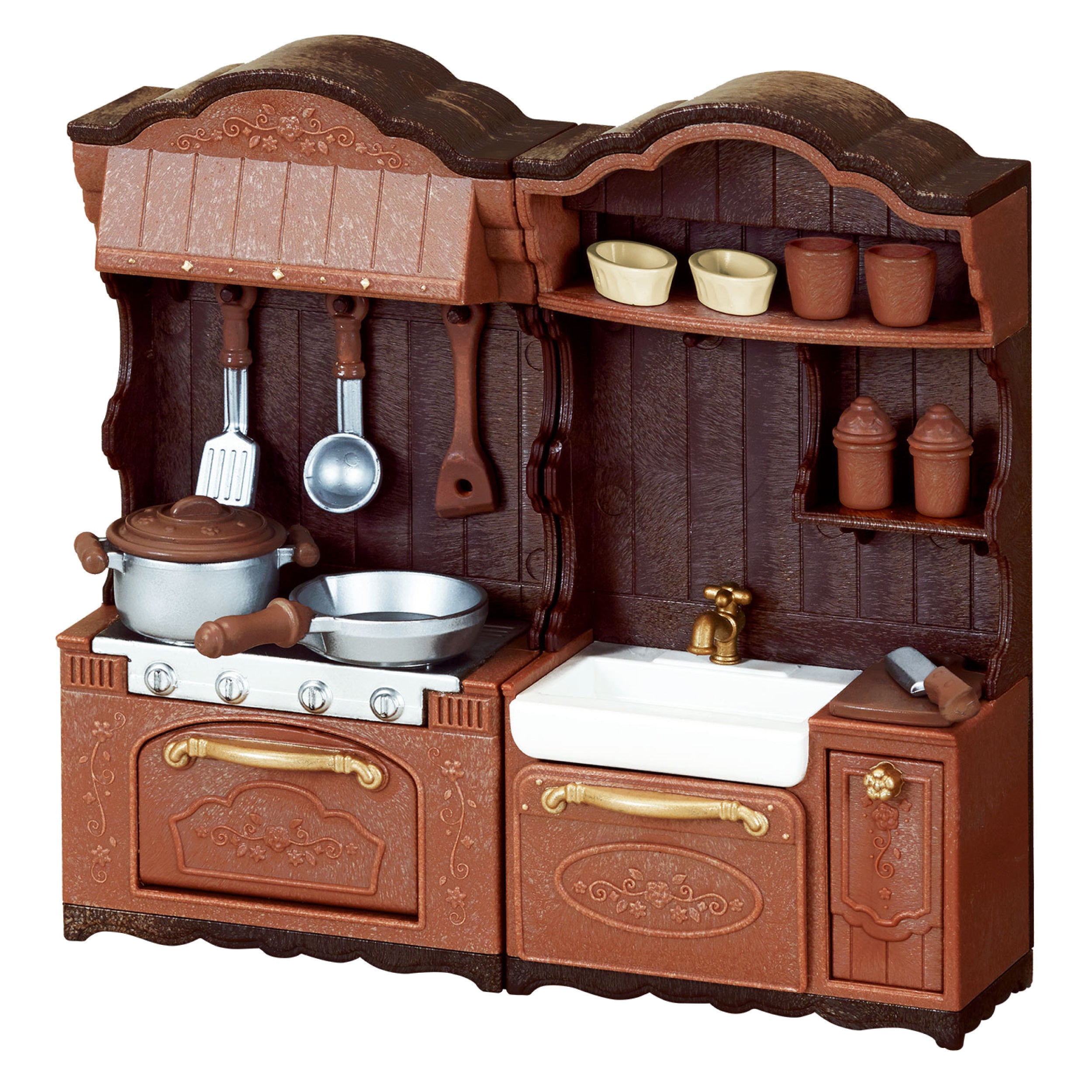Classic Brown Kitchen Stove Sink Set