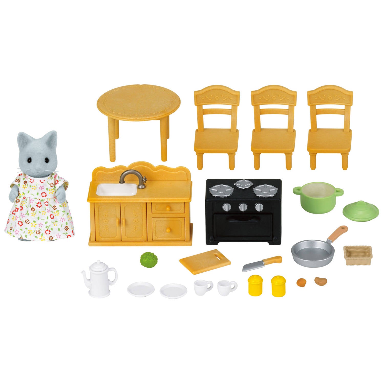 Country Kitchen Set (with Cat Mother)