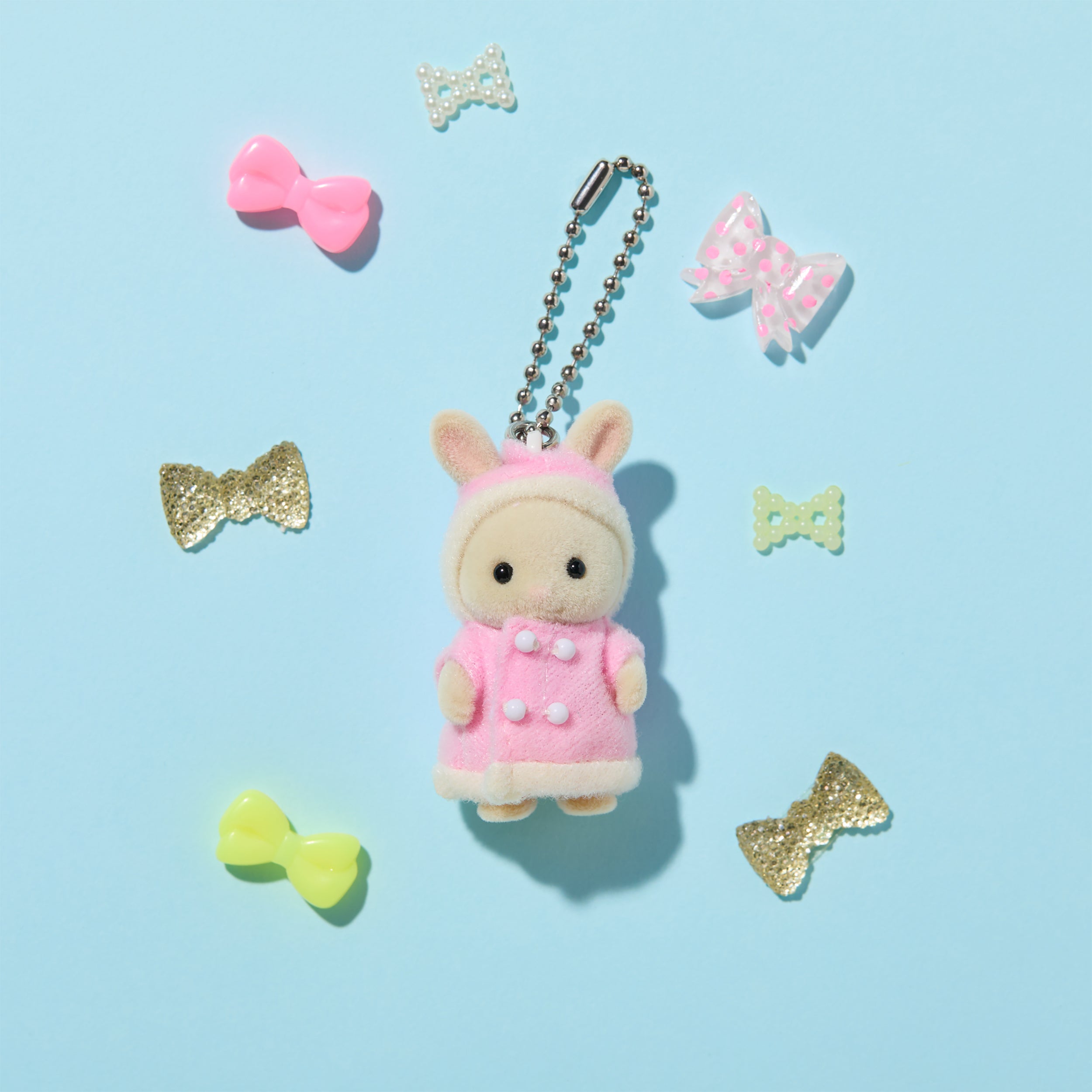 Fluffy Parka Milk Rabbit Baby Key Chain